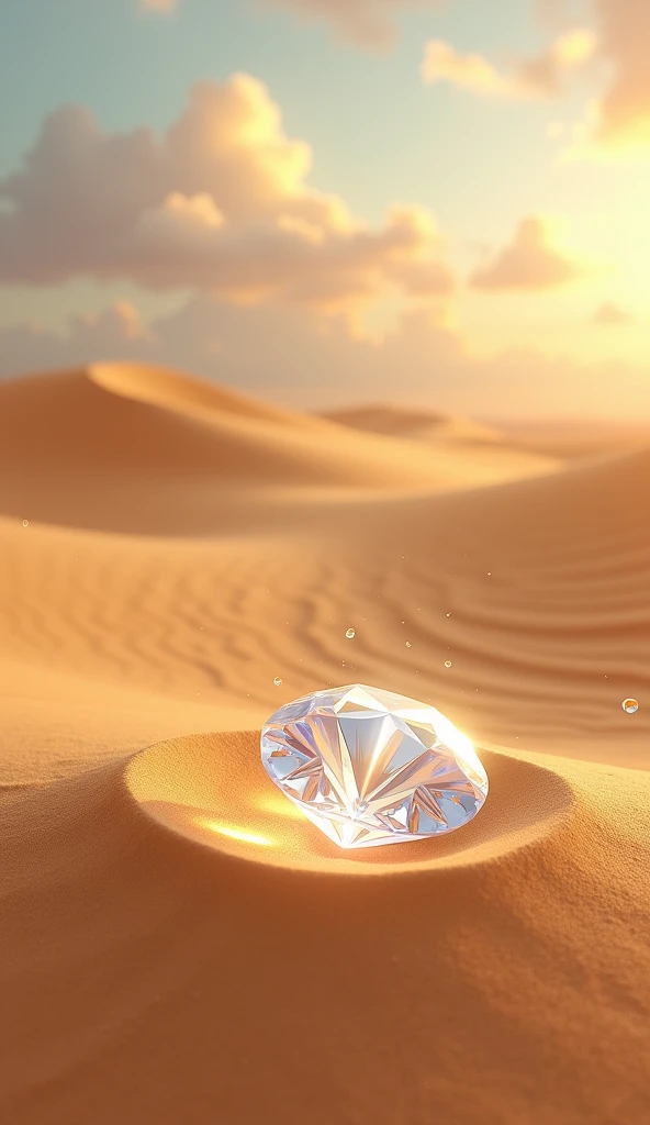 A Diamond in the sand of a beautiful place, Magic place, ultra highly detailed, high qualiy, pastel colours, High definition.