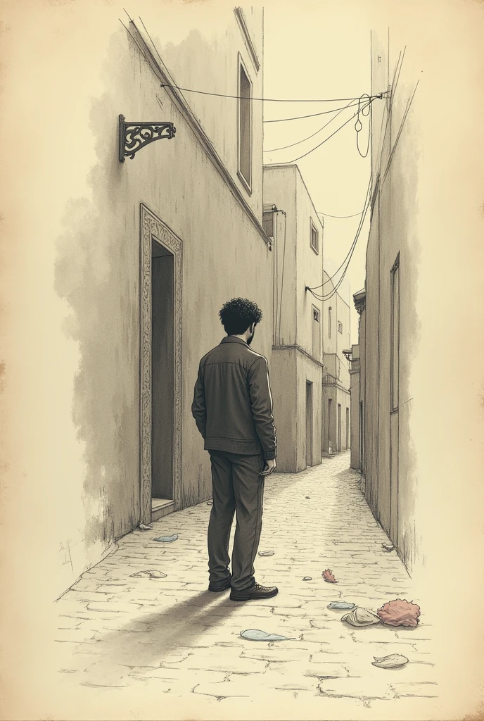 Draw a sketch that symbolizes the narrator's journey (his journey was sad because he longs for mangan's sister attention to the point that he go to bazaar just because she's oing there and he imagined having a deep connection to her in that place but upon arriving to bazaar he was disappointed as the place is not magical or even romantic, his hopes for the deep connection to her quickly fades)from idealism to disillusionment. You could use a path leading to a closed door, a shattered mirror, or a fading flower.