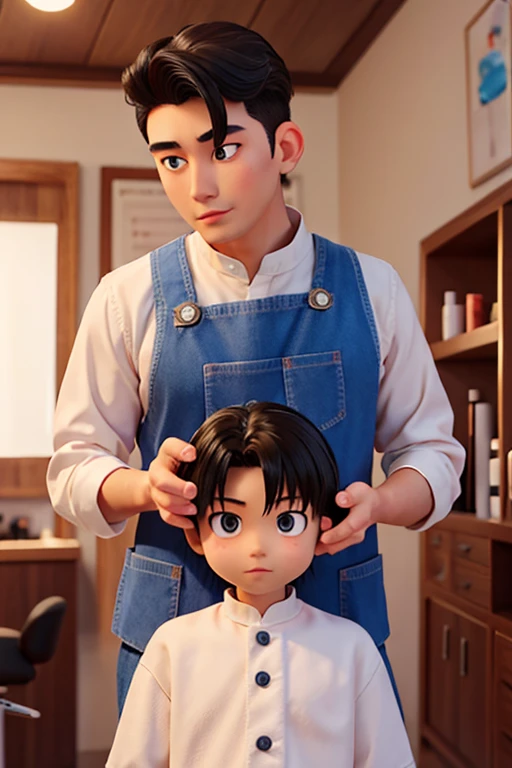 9age、male、Large head、beautician、