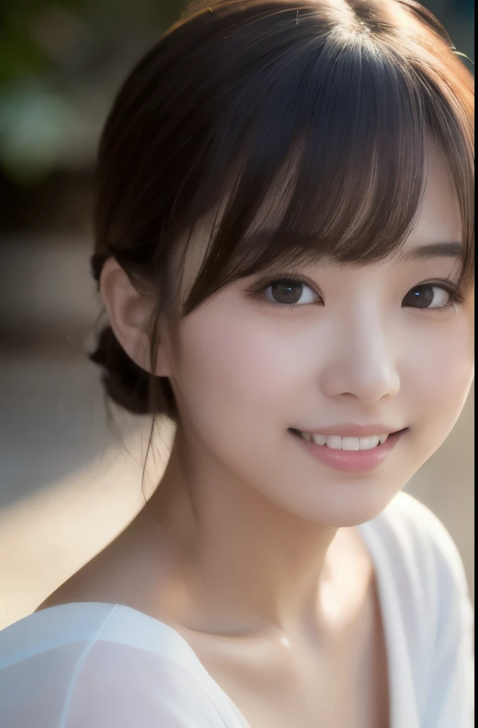 best quality, face focus, soft light, ultra high res, (photorealistic:1.4), RAW photo,(Shinozaki Ai), (fair skin), kawaii,
1 Japanese girl, solo, cute, smile, (pupil, lights in the eyes),  detailed beautiful face, Medium-sized breasts,(high resolution detail of human skin texture), long hair,(portrait), upper body, Japanese white kimono