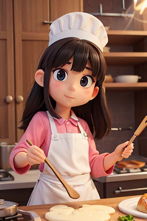 9age、female、Large head、cooking、