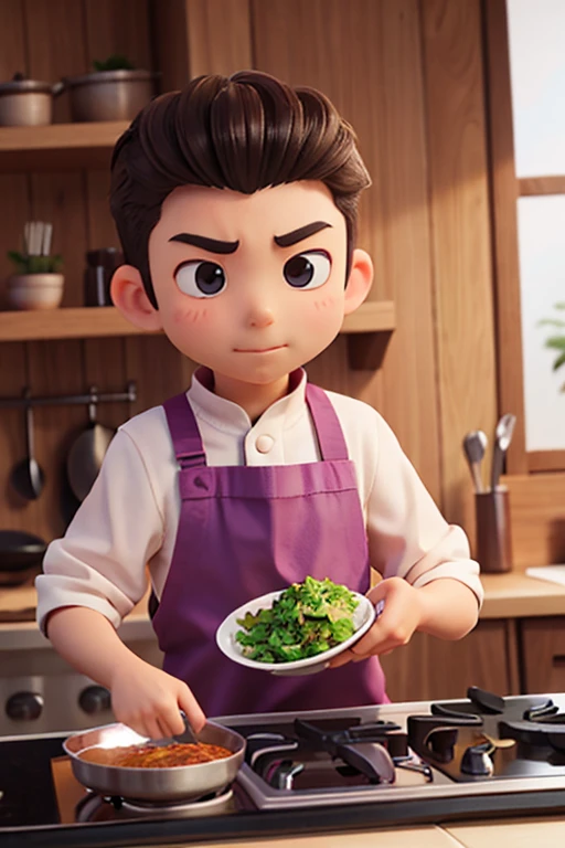9age、male、Large head、cooking、