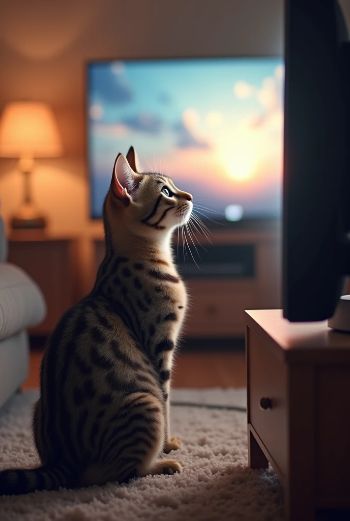 a cat watching tv