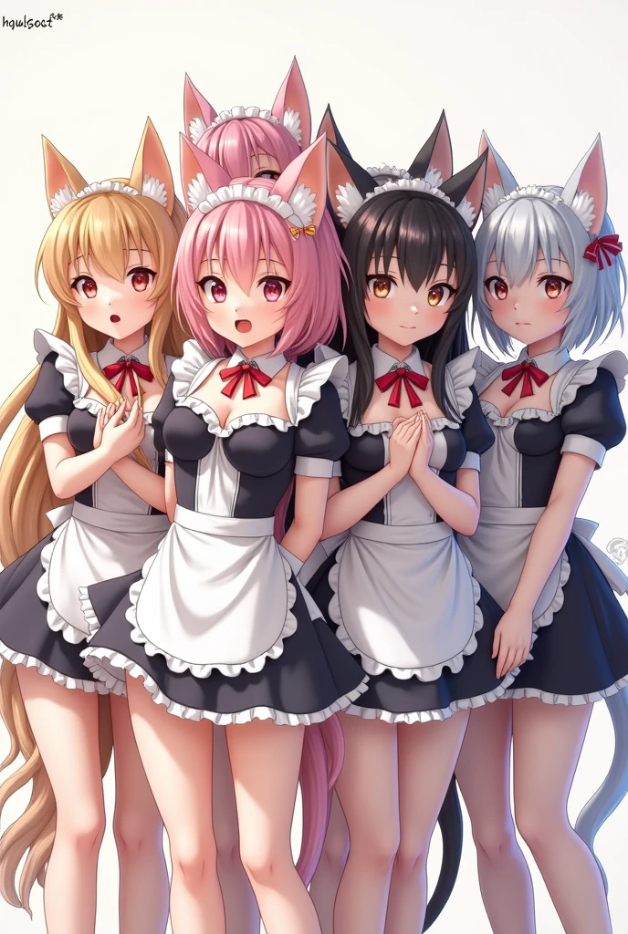 A lot of anime maid cat girlsnaked or in linegareine
