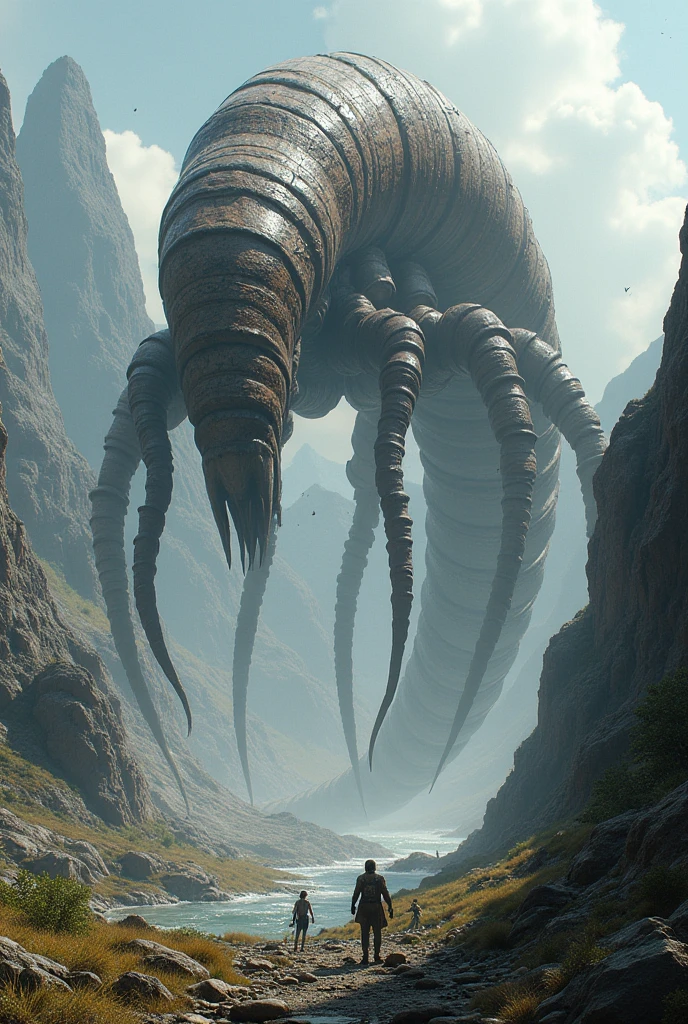 A large, thin centipede、The size of a mountain,Strong Jaws,