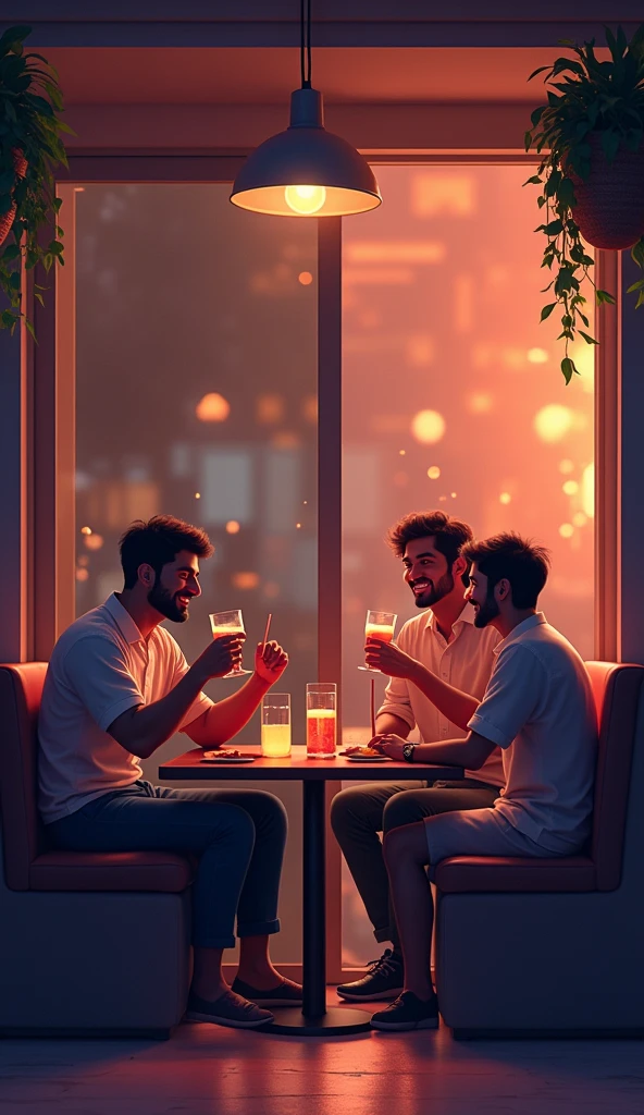 *Calmer Club Atmosphere**:
- A more relaxed club with live music where Ashok and Gautam are enjoying drinks, and Ramen is sipping on juice. The environment is cozy and laid-back.