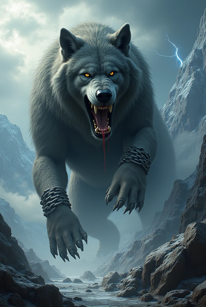 I want an epic image of fenrir