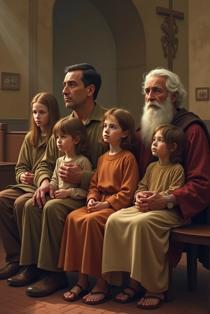 Family gathered together listening to the word of God