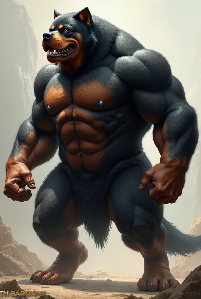 A massive and muscular furry rottweiler with a big dick and a fair face