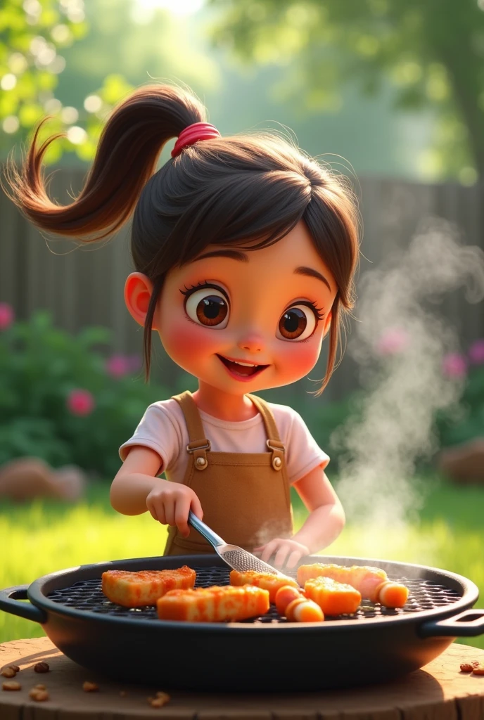 1 girl cooked on the grill