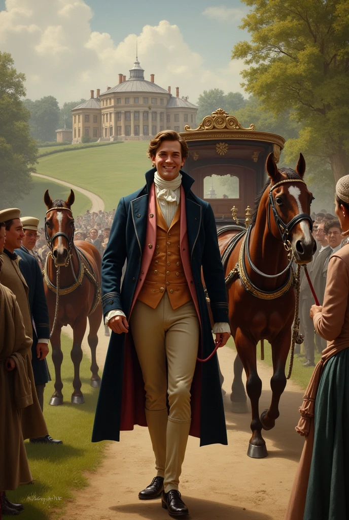 Draw the arrival of me bingley the newly arrived rich bachelor from the book pride and prejudice