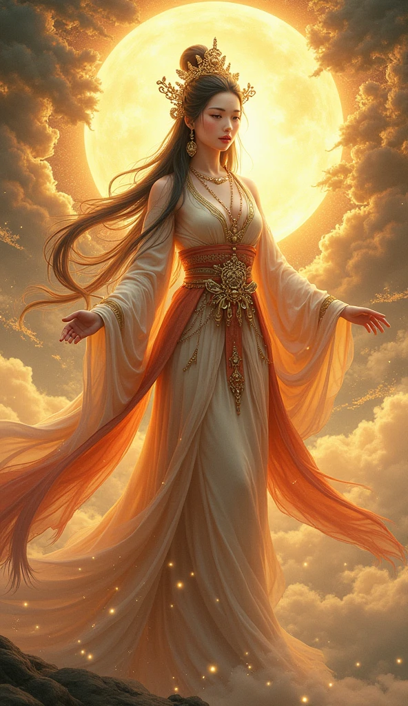 Fortune telling,Japanese Goddess,Background is God々Shining, Size 9：16 Vertical