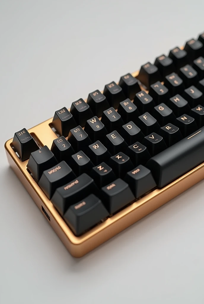 Wooting 60he with a gold low profile case and black keycaps