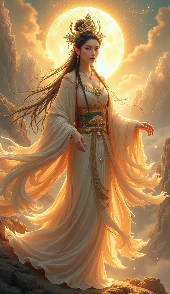 Fortune telling,Japanese Goddess,Background is God々Shining, Size 9:16 Vertical