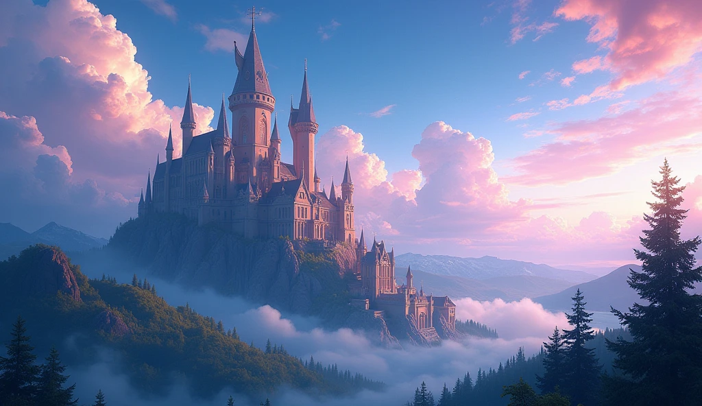 a picture of a picture of a castle with a sky background, genshin, isekai, popular isekai anime, genshin impact, ( ( makoto shinkai ) ), key art, trending on cgstation, official art, makoto shinkai movie, anime key visual concept, guweiz and makoto shinkai, by Shingei