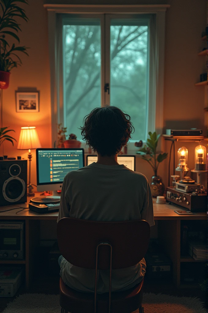 Music background and listening lofi is the title of the poster