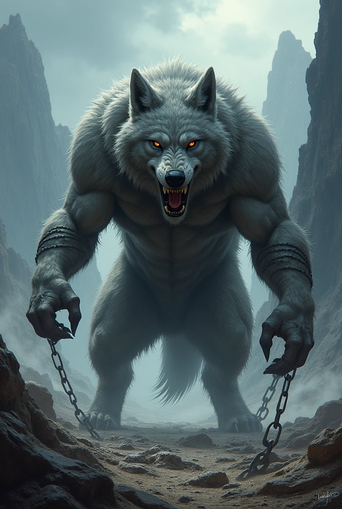 They tried to bind him with chains, but Fenrir broke them with ease.