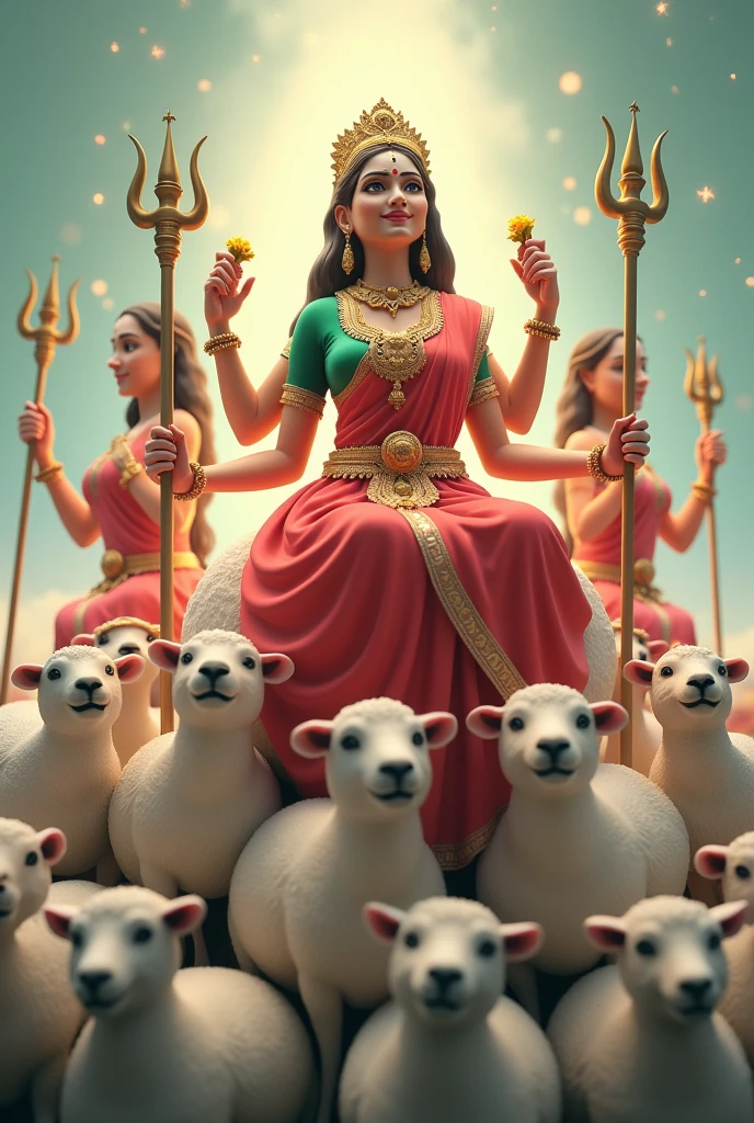 3D શ્રી ગેલ માતાજી એક મોટા ચિંગડા વાળા સફેદ રંગ નાં ઘેટાં પર બેઠા હોય છે અને શ્રી ગેલ માતાજી નાં હાથે આશીર્વાદ આપતા હોય છે અને બીજા હાથે માં તલવાર,ત્રીશુલય,ચક્ર, હોય છે અને શ્રી ગેલ માતાજી એ લાલ રંગ ની સાડી પહેરી હોય છે અને તેનું બ્લાઉઝ લીલા રંગનું હોય છે શ્રી ગેલ માતાજી ની બાજુ ૬ બહેનો સાથે ઉભા હોય છે અને ૬ બહેનો નાં હાથ માં ત્રીશુલ હોય છે અને શ્રી ગેલ માતાજી નાં ગળામાં ફુલો નો હાર હોય છે અને ઘેટાં નાં ગળામાં ધંટડી હોય છે અને શ્રી ગેલ માતાજી સાથે મળીને સાત બહેનો હોય છે