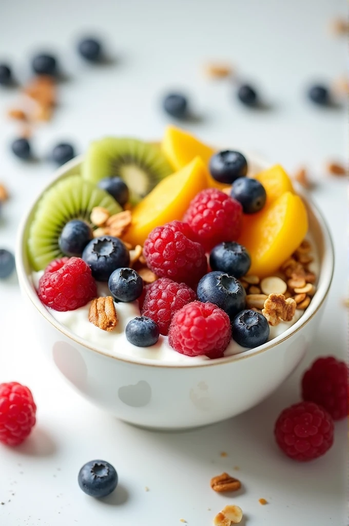 Greek yogurt with fruit and nuts