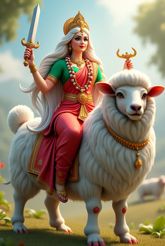 3D શ્રી ગેલ માતાજી એક મોટા ચિંગડા વાળા સફેદ રંગ નાં ઘેટાં પર બેઠા હોય છે અને શ્રી ગેલ માતાજી નાં હાથે આશીર્વાદ આપતા હોય છે અને બીજા હાથે માં તલવાર,ત્રીશુલય,ચક્ર, હોય છે અને શ્રી ગેલ માતાજી એ લાલ રંગ ની સાડી પહેરી હોય છે અને તેનું બ્લાઉઝ લીલા રંગનું હોય છે શ્રી ગેલ માતાજી નાં ગળામાં ફુલો નો હાર હોય છે અને માથે સોનાનો મુગટ હોય છે અને ઘેટાં નાં ગળામાં ધંટડી હોય છે અને શ્રી ગેલ માતાજી સાથે મળીને સાત બહેનો હોય છે