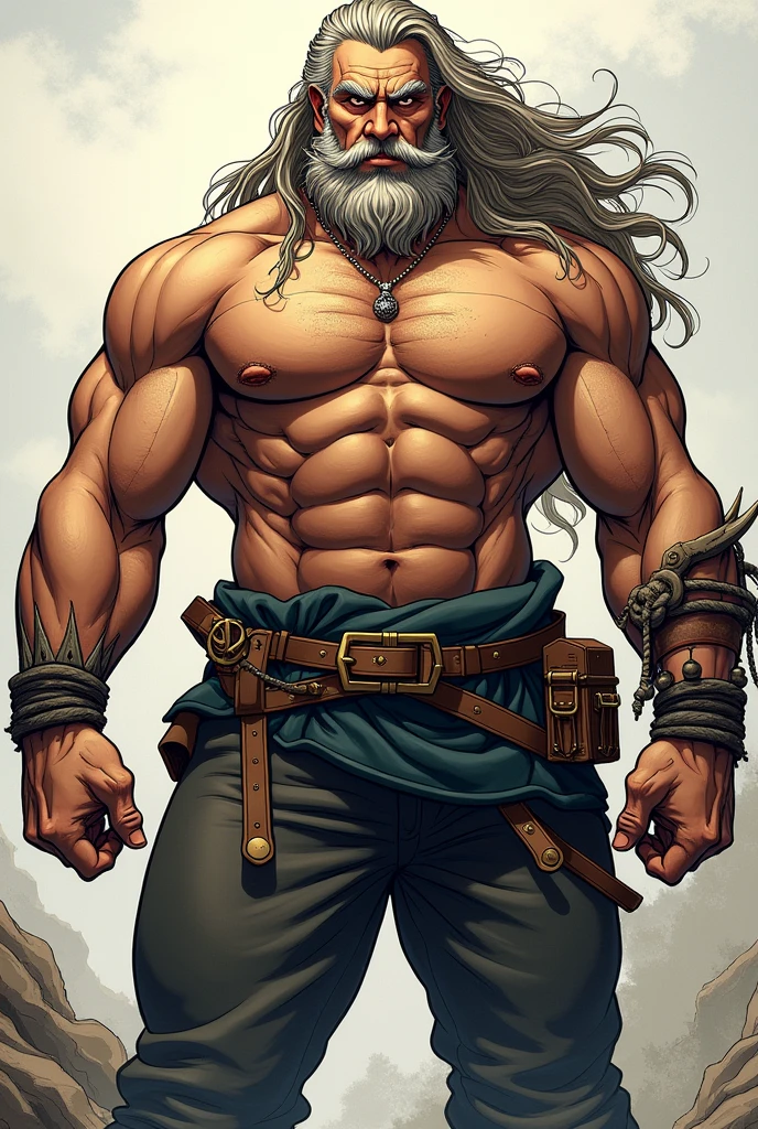 A male vilen big body with long hairs of age 26 manga art