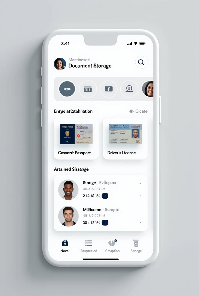 now create a tab in the application just to have all the personal documents like: passport, identity, driver's license, etc., saved by the airport app with a more modern UX design