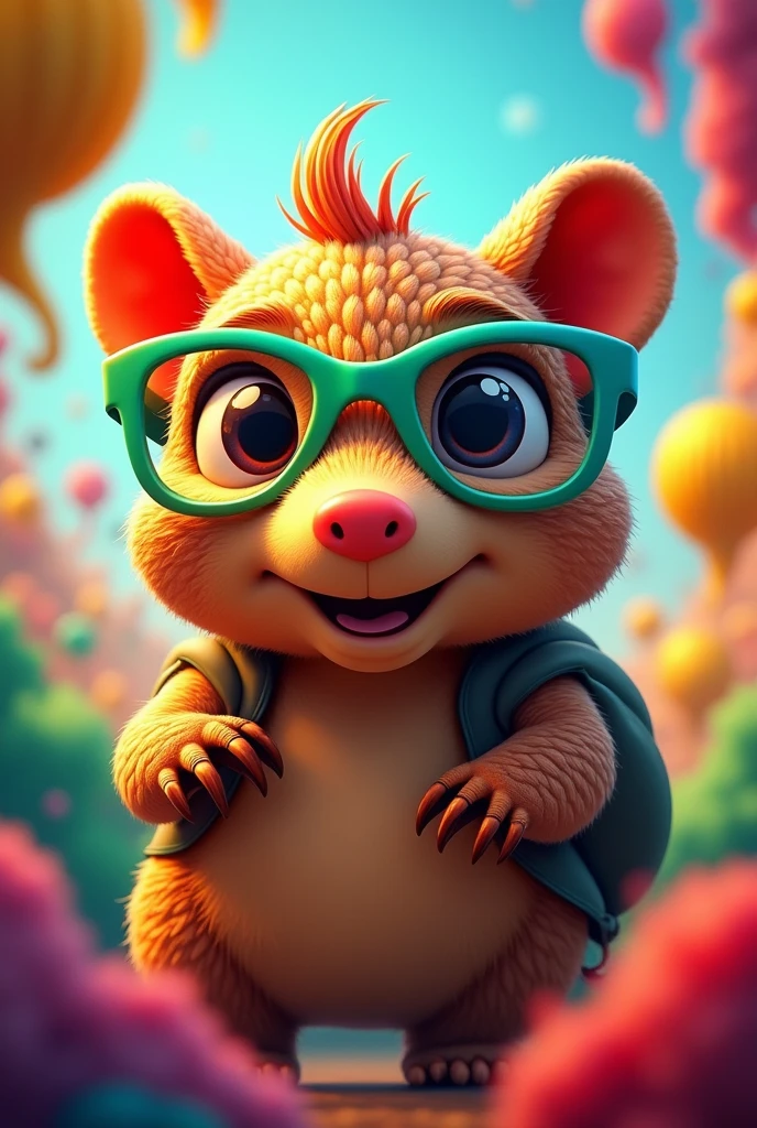 Create an image with the 2014 World Cup mascot with colorful glasses
