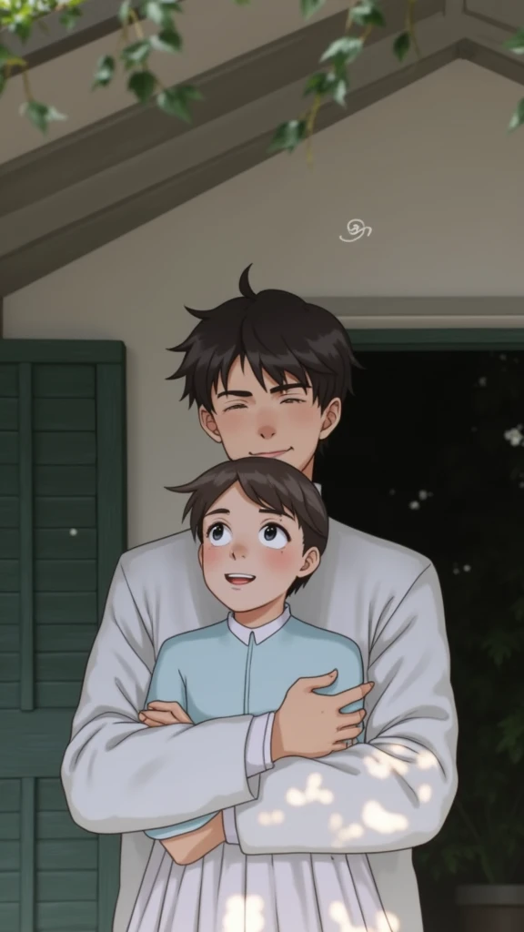 A boy hug a girl