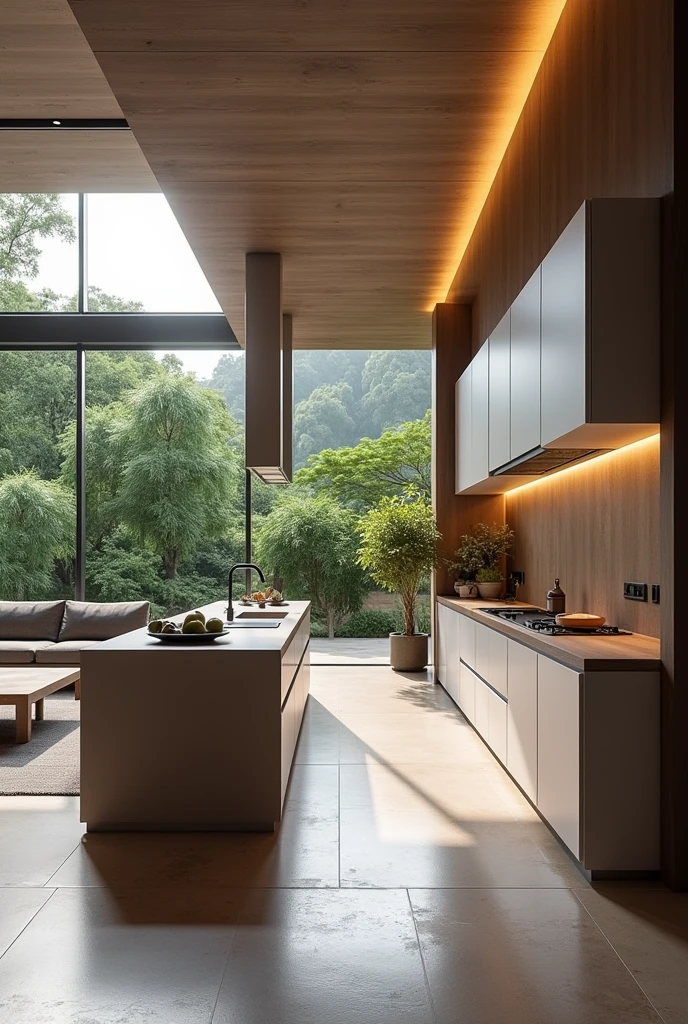 Interior design , large kitchen with fitted furniture , in Brazil , ultra realisitic , 4K , High-resolution rendering 
