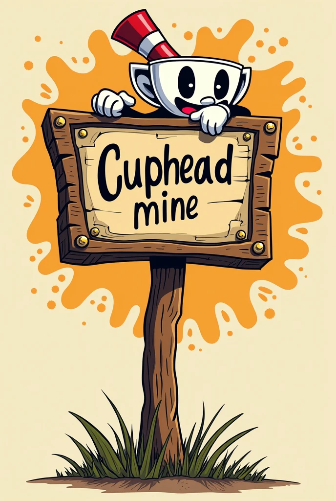 Cuphead style design of sign writing free character neutral background full canva