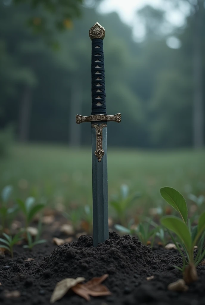 Japanese sword stuck in the ground