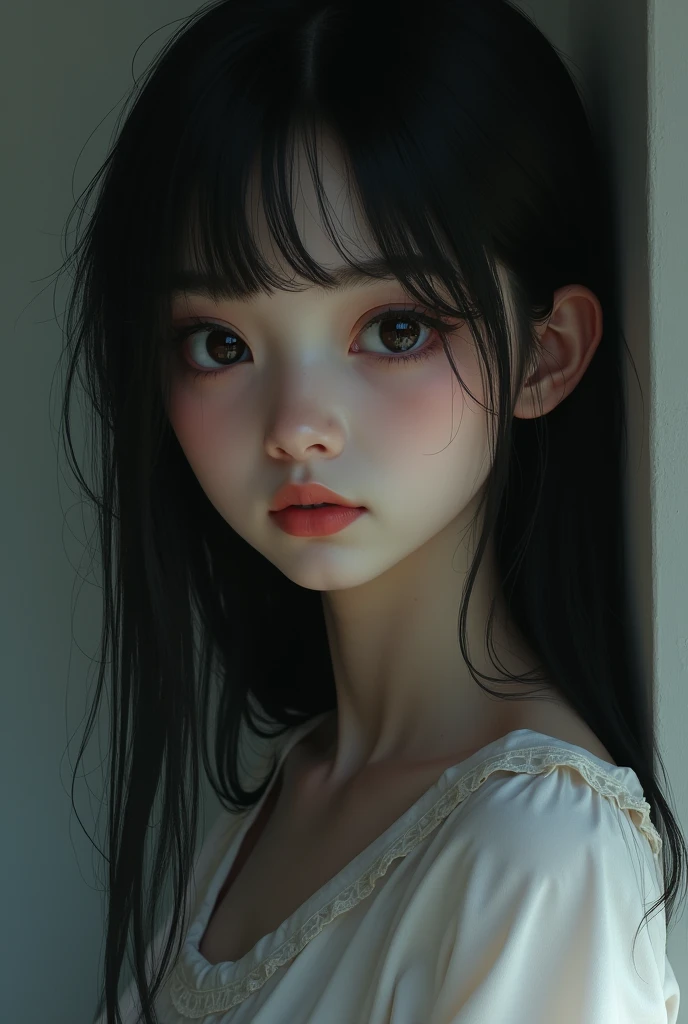 The black-haired girl was staring at us without showing any emotion.