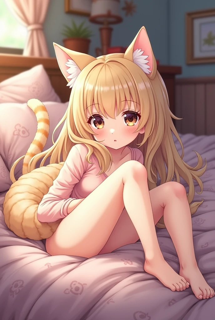 anime cat girl on bed
