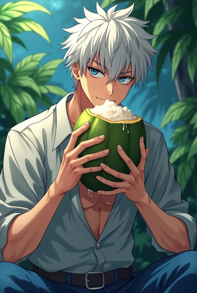 Gojo Satoru forms juicy Kaisen eating coconut