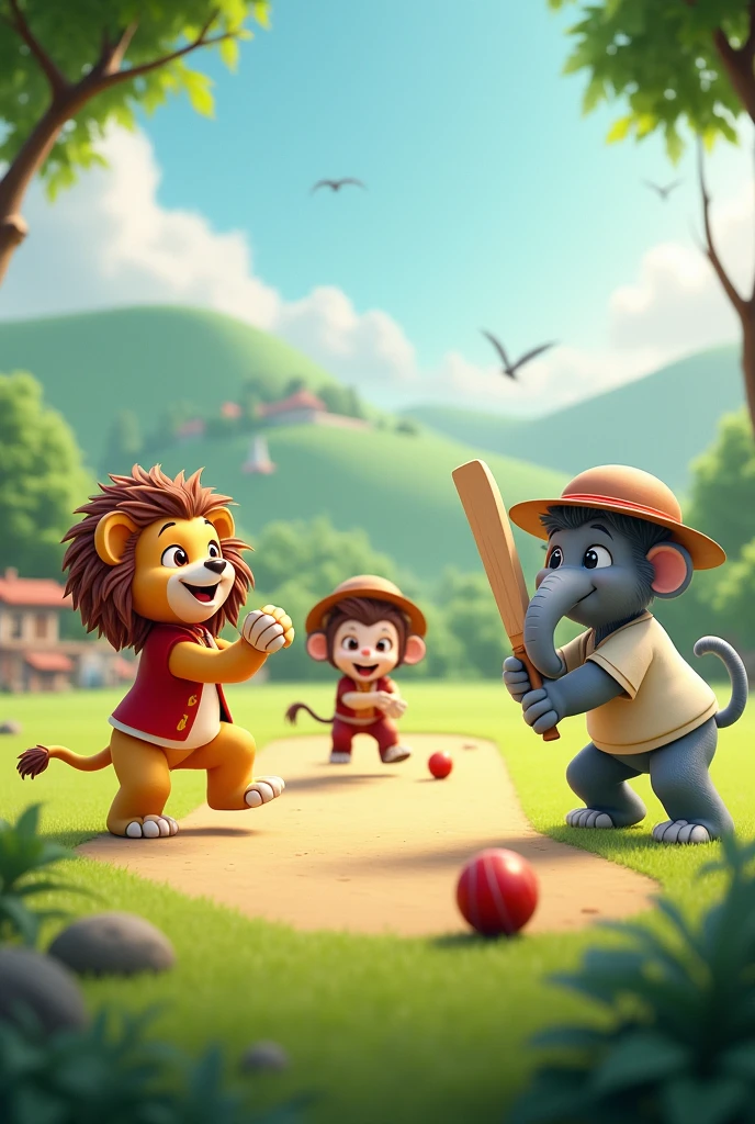 Animalsteam playing cricket