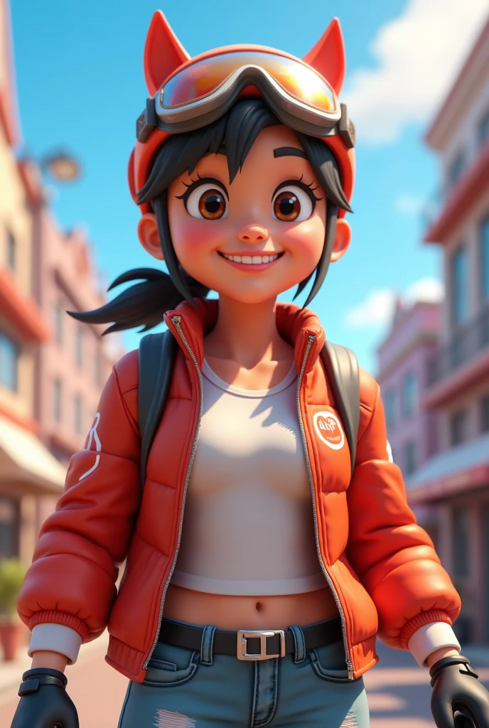 In cinematic 3D cartoon style " The rider hitting new milestones—more views, followers, sponsorships. The rider looks more confident and happy "