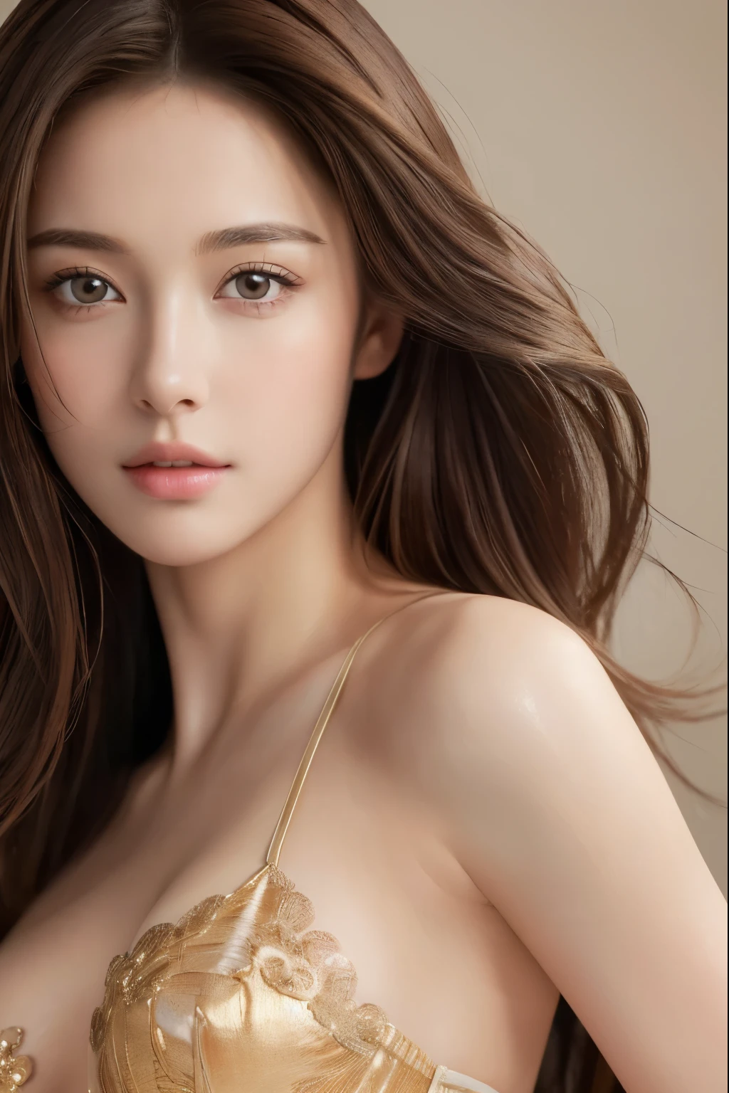 (masterpiece:1.3), (8k, photorealistic, RAW photo, best quality: 1.4), (1girl), beautiful face, (realistic face:1.2), (brown hair, semi long hair:1.3), beautiful hairstyle, realistic eyes, beautiful detailed eyes, (realistic skin:1.2), beautiful skin, (under wear), absurdres, attractive, ultra high res, ultra realistic, highly detailed, golden ratio