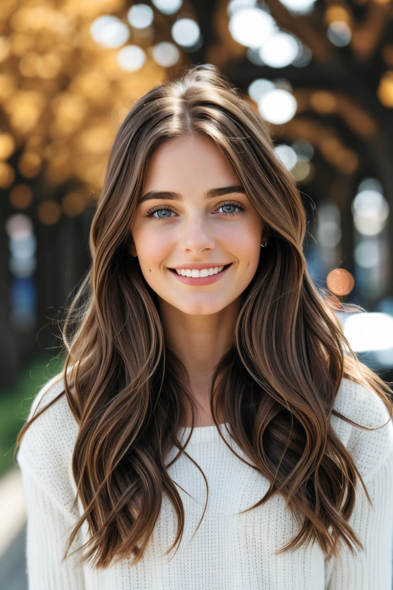 1 person, (Realist:1), Brown Hair, Long Hair, Iris, Happy
