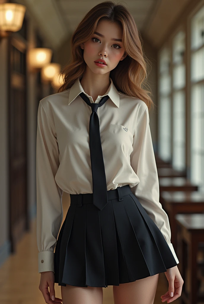 Sexy beautiful school dress girl