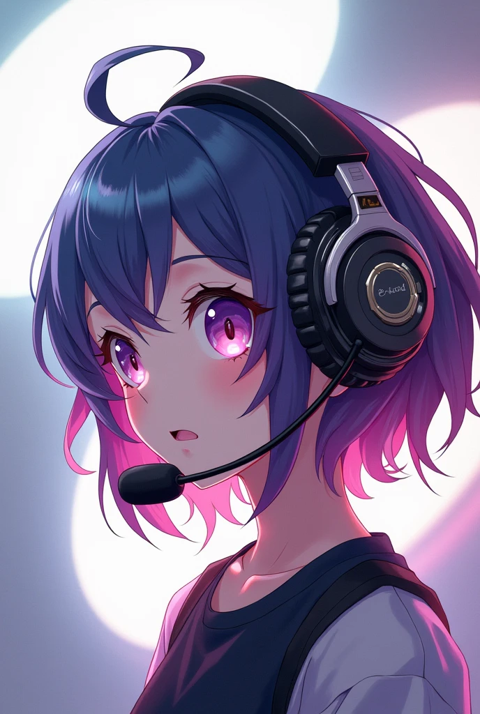 with anime and big headphones with microphone