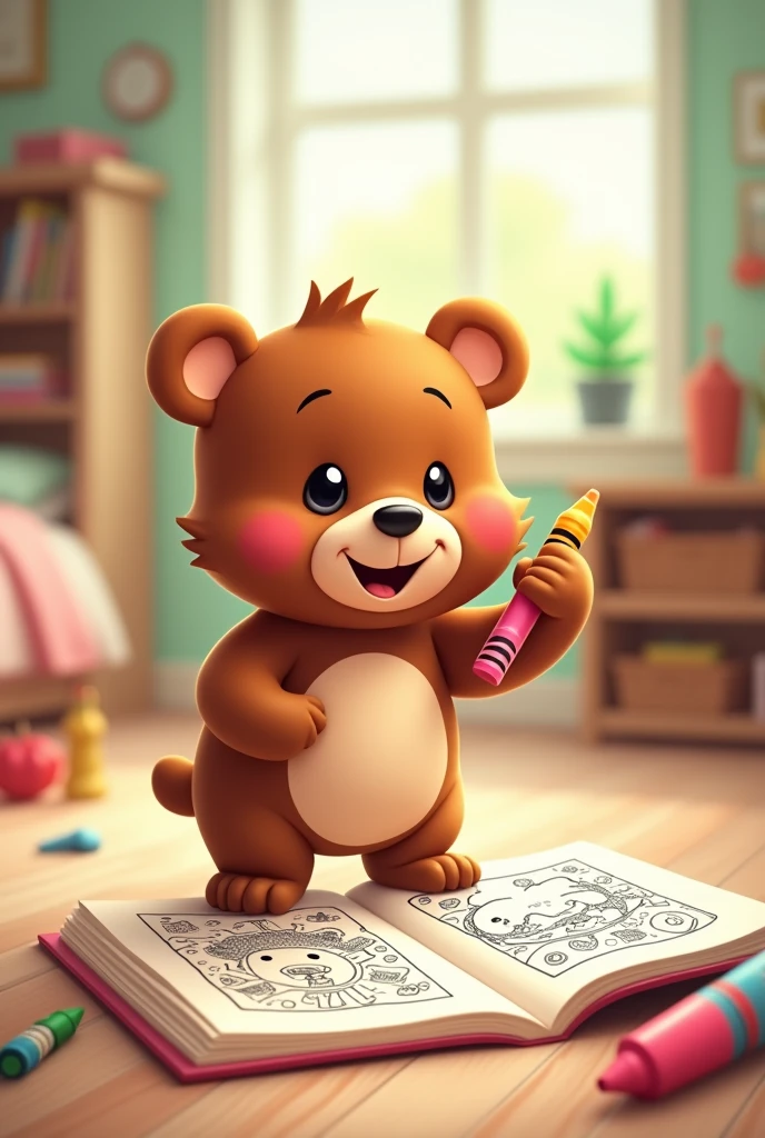 draw a bear playing with a ball coloring book for children