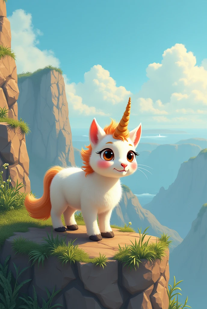 Cute centaur kitten、Cliff、Clear skies