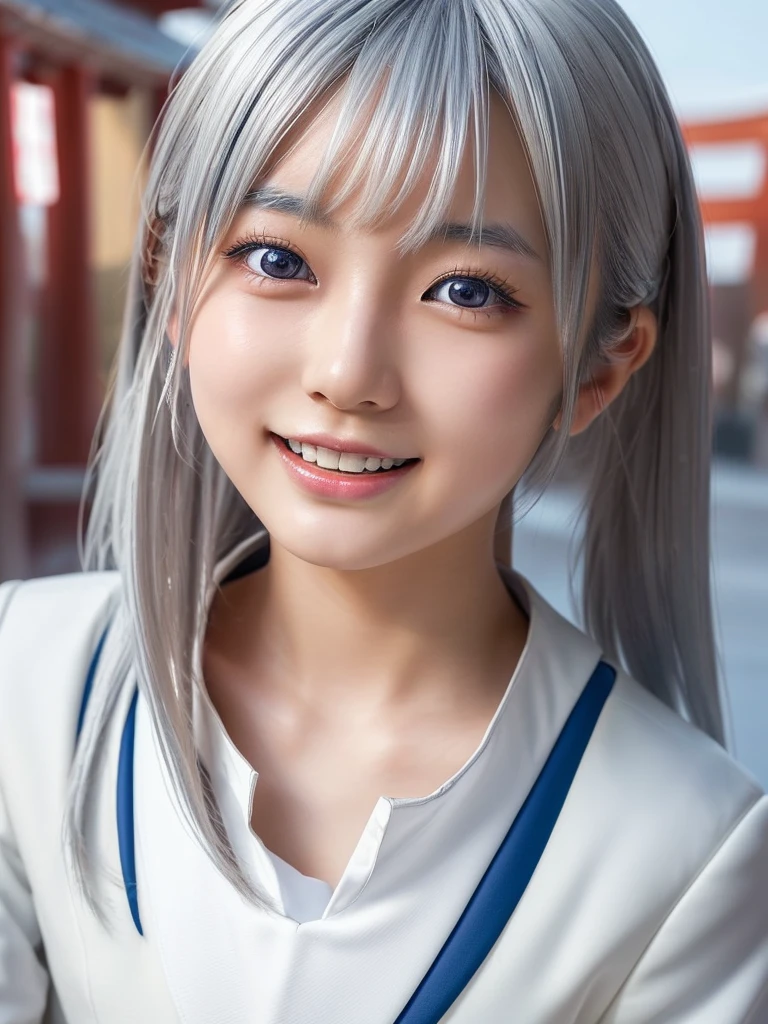 NSFW,Correct human anatomy、(a ultra cute beautiful Japanese girl wearing highschool white uniform:1.75),(charming smile:1.25),large clear light blue eyes,droppy eyes,balanced eyes,transparent white skin,(silver hair:1.5),photorealistic, 8k, ultra-detailed, masterpiece, realistic, vivid colors, beautiful detailed eyes, beautiful detailed lips, extremely detailed face, intricate details, hyper realistic, cinematic lighting, dramatic shadows, stunning composition, intense atmosphere, highly detailed skin, exquisite facial features, volumetric lighting, raytraced global illumination, physically-based rendering, professional digital art,high resolution fix,(sexual climax:1.5)