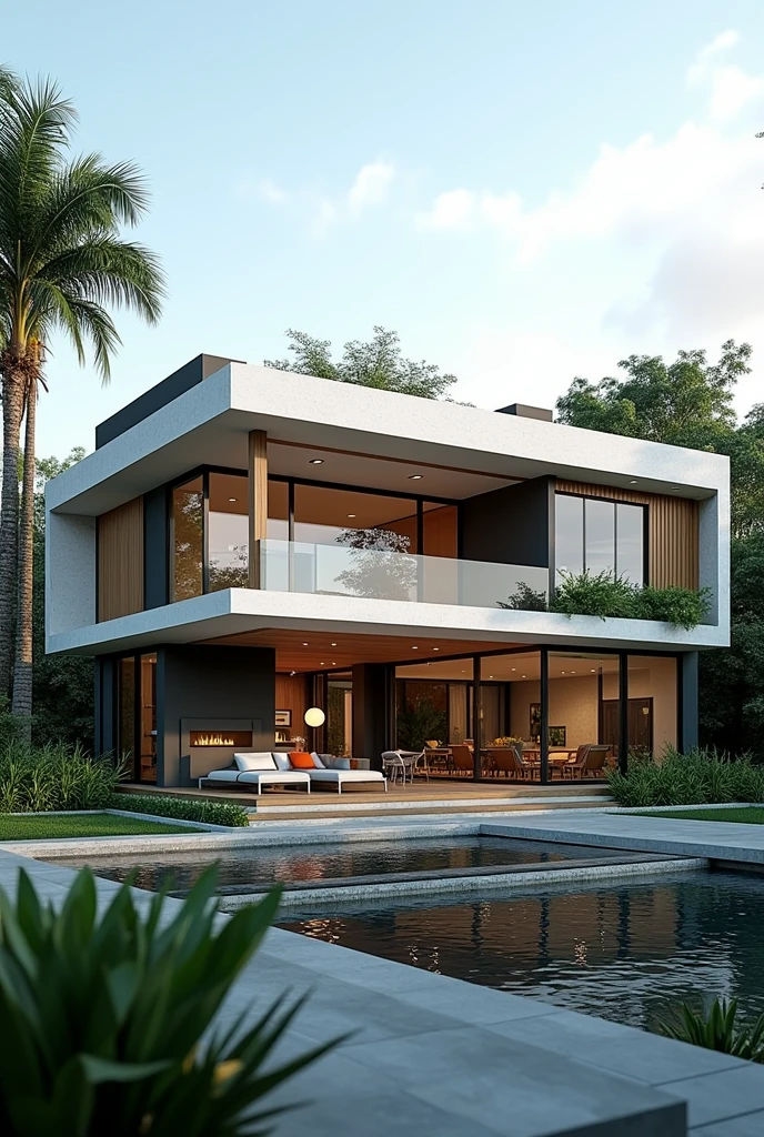 Exterior design , Contemporary residence , in Brazil , ultra realisitic , 4K , High-resolution rendering