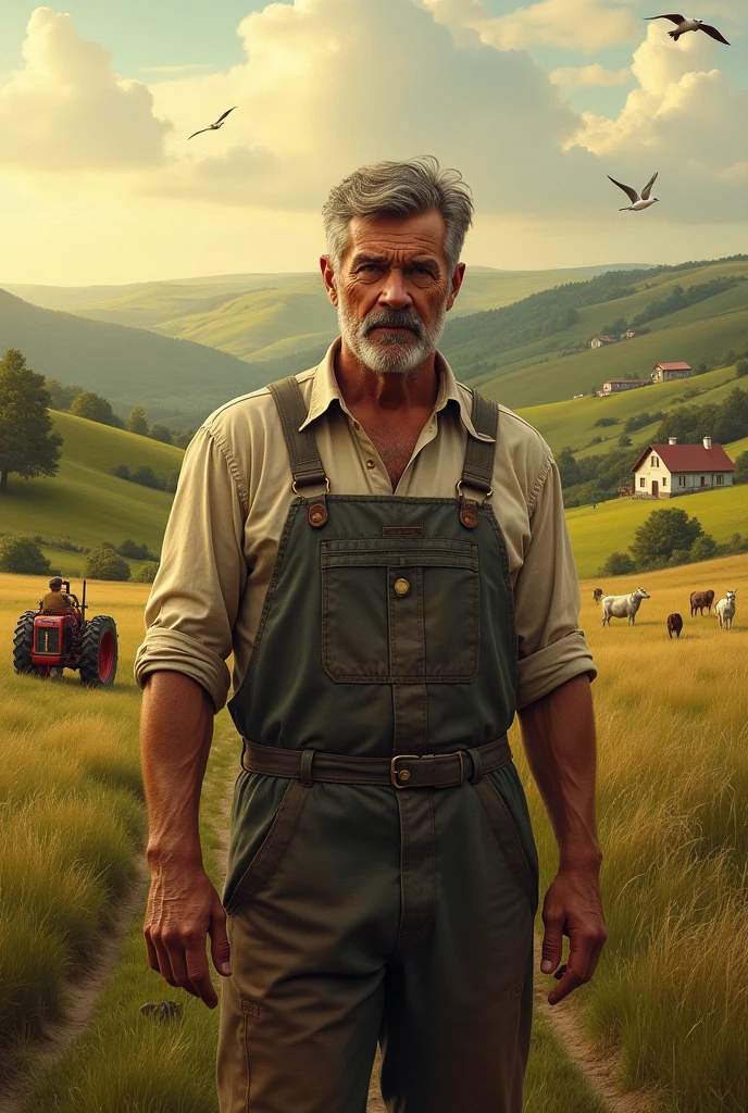 Father working on a farm 