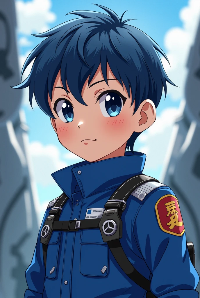 Boy Anime Character with blue pilot dress