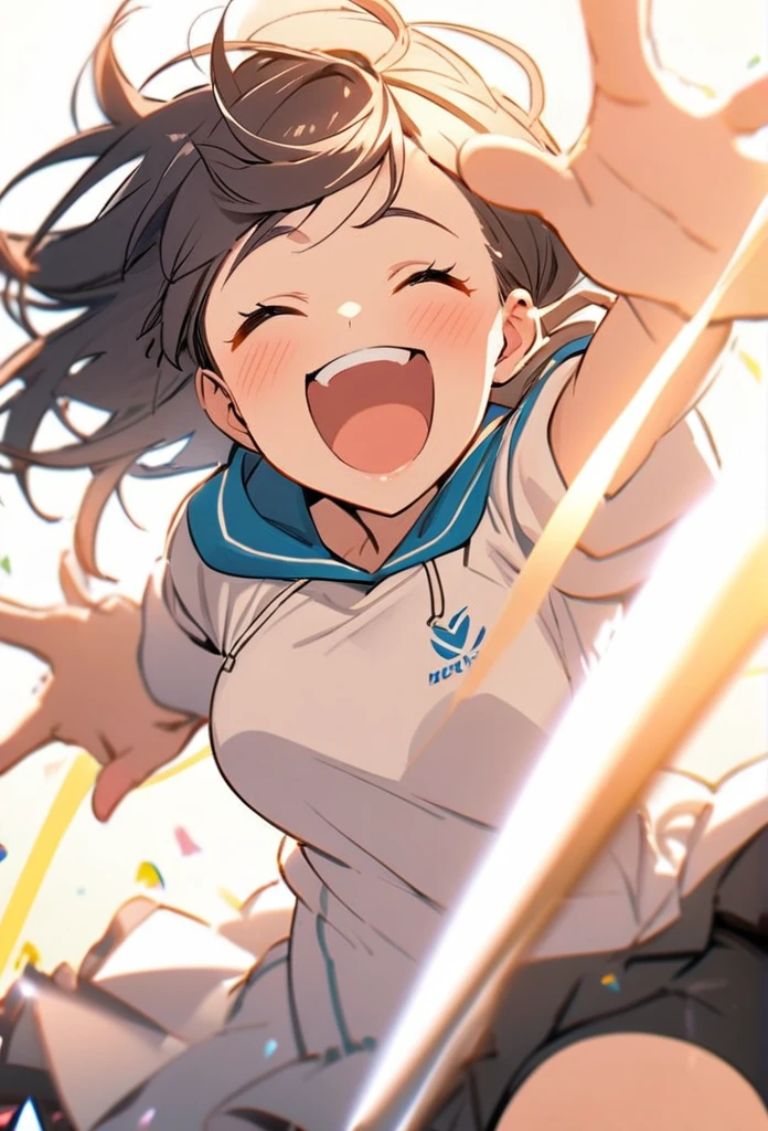One girl, Excited, smile