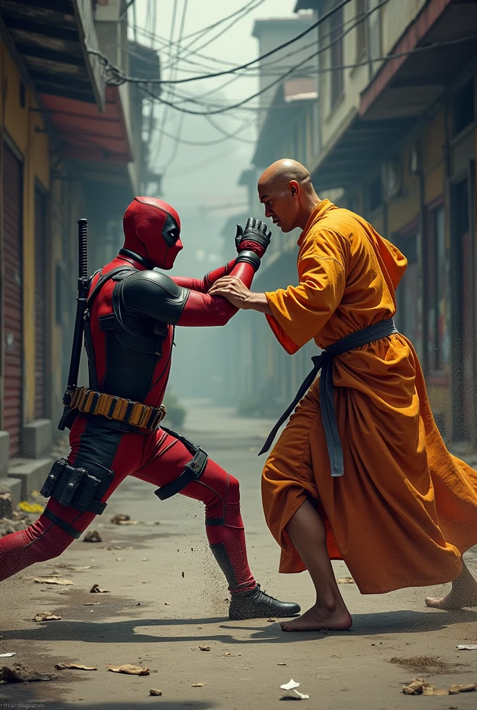 Deadpool fight with Thai monk