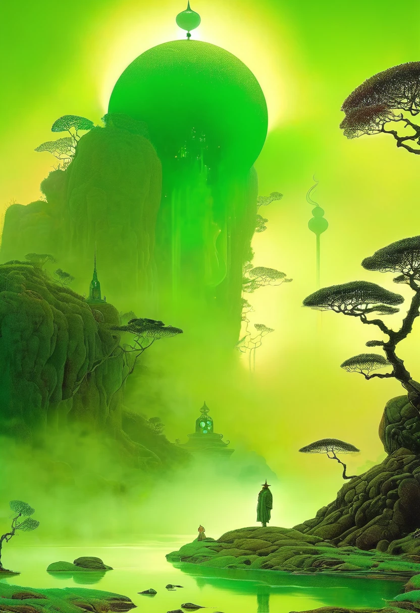 (best quality,4K,8K,high resolution,masterpiece:1.2),Extremely detailed,(Practical,photoPractical,photo-Practical:1.37),Golem, Made from plants, alchemy, mysticism,ancient,Weathered stone,Carefully crafted,tangled vines,Dark Forest,Small magical creatures,Dappled sunlight,shadows and light,Subtle Gradient,Rich earthy colors,Concept art inspired by Jean Giraud Moebius,Ethereal Light,Beautiful inscription,symbols of mystery and alchemy,Mysterious fog,Serious expression,The eyes glow green,steampunk style,Gear-shaped design,Exuding the magic of the core,protector,Magnificent,Ominous air,The secrets of the universe,Harnessing the power of nature,ancient wisdom emerging from nature's embrace,Beyond life and death,Exudes a magical atmosphere., Yoshitaka Amano style