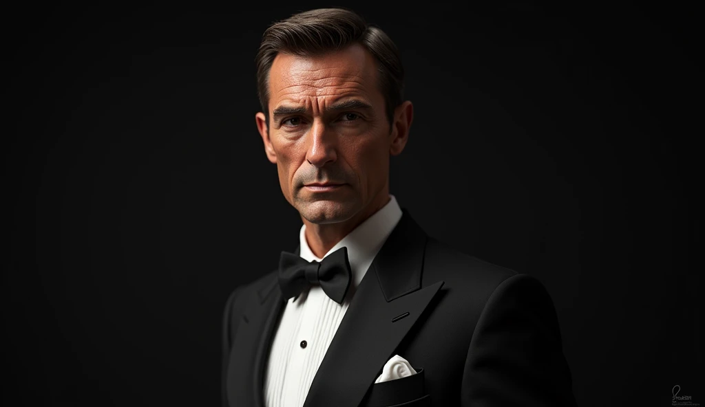 Timothy Dalton as James Bond 007 wearing black tuxedo